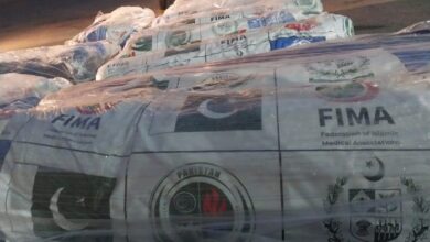 وصول الشحنة الإغاثية الـ25 من باكستان لغزة إلى مطار العريش