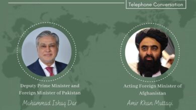 محادثة هاتفية بين نائب رئيس الوزراء الباكستاني إسحاق دار ووزير الخارجية الأفغاني بالإنابة أمير خان متقي
