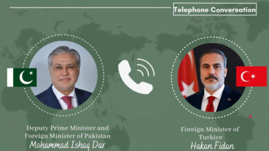 وزير الخارجية الباكستاني إسحاق دار مع ونظيره التركي هاكان فيدان