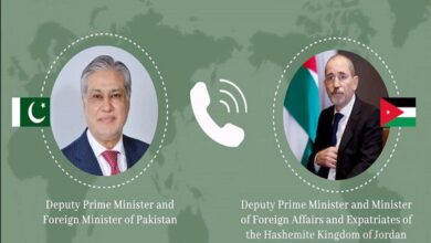 باكستان والأردن تؤكدان التزامهما بتعزيز التعاون الثنائي والسلام الإقليمي