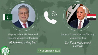 إسحاق دار وفؤاد حسين يؤكدان تعزيز التعاون الثنائي بين باكستان والعراق