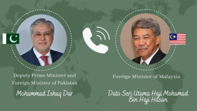 باكستان: نائب رئيس الوزراء ووزير الخارجية الماليزي يتعهدان بتعميق التعاون